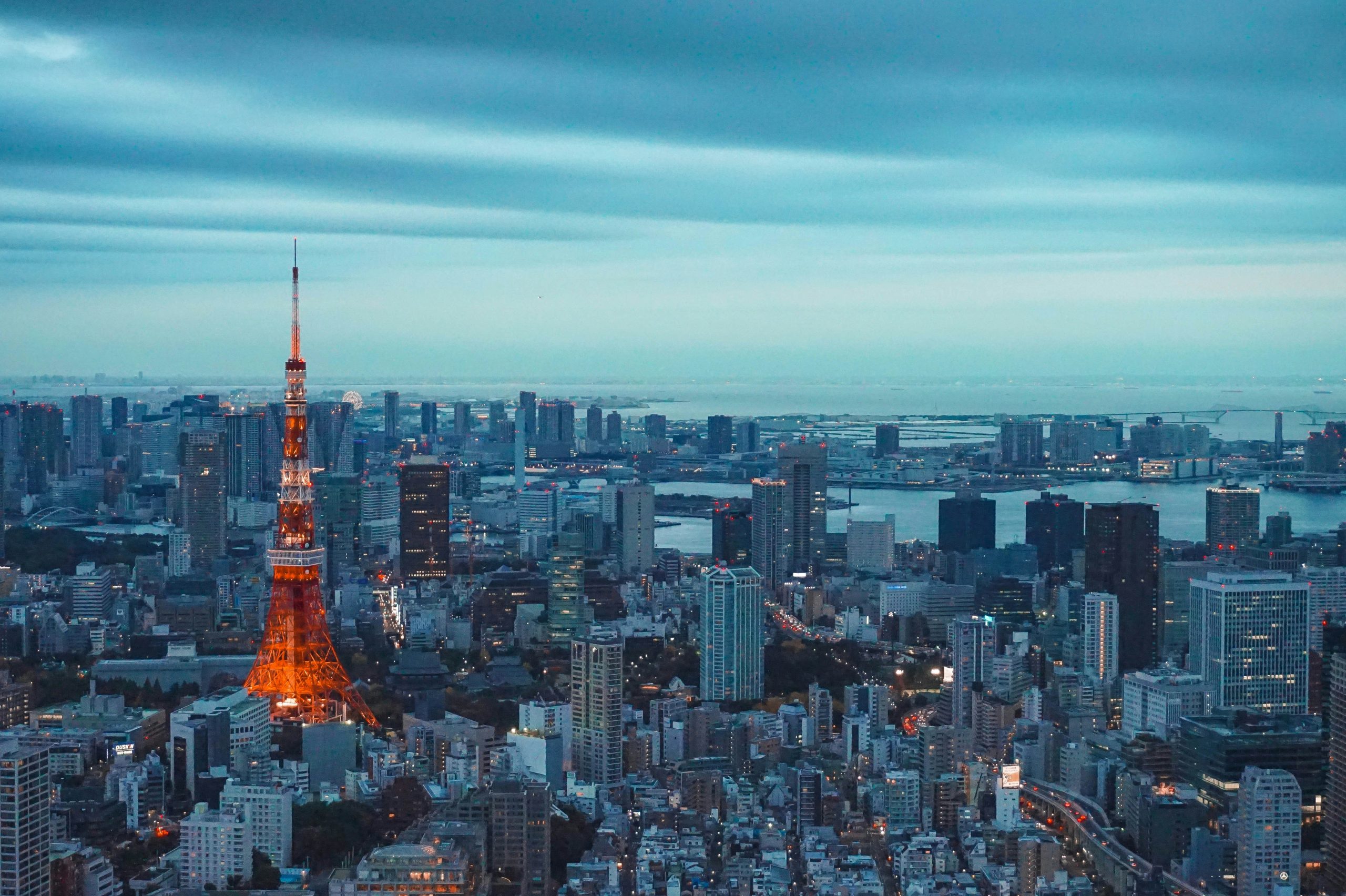 Vue générale sur la ville de Tokyo depuis une structure en hauteur